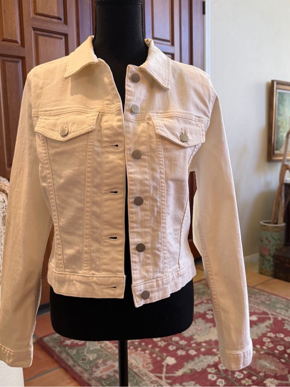 Karen Kane Women's White Denim Jacket Coat Size S